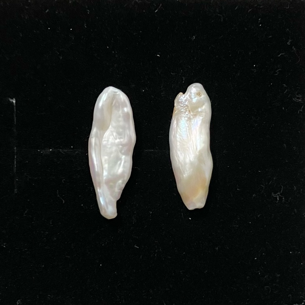 Biwa Freshwater Pearl Sterling Stud Earrings
